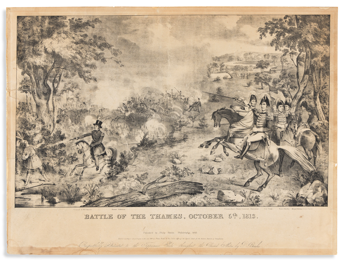 (WAR OF 1812.) Battle of the Thames, October 5th 1813 . . . Dedicated to the Tippecanoe Clubs.